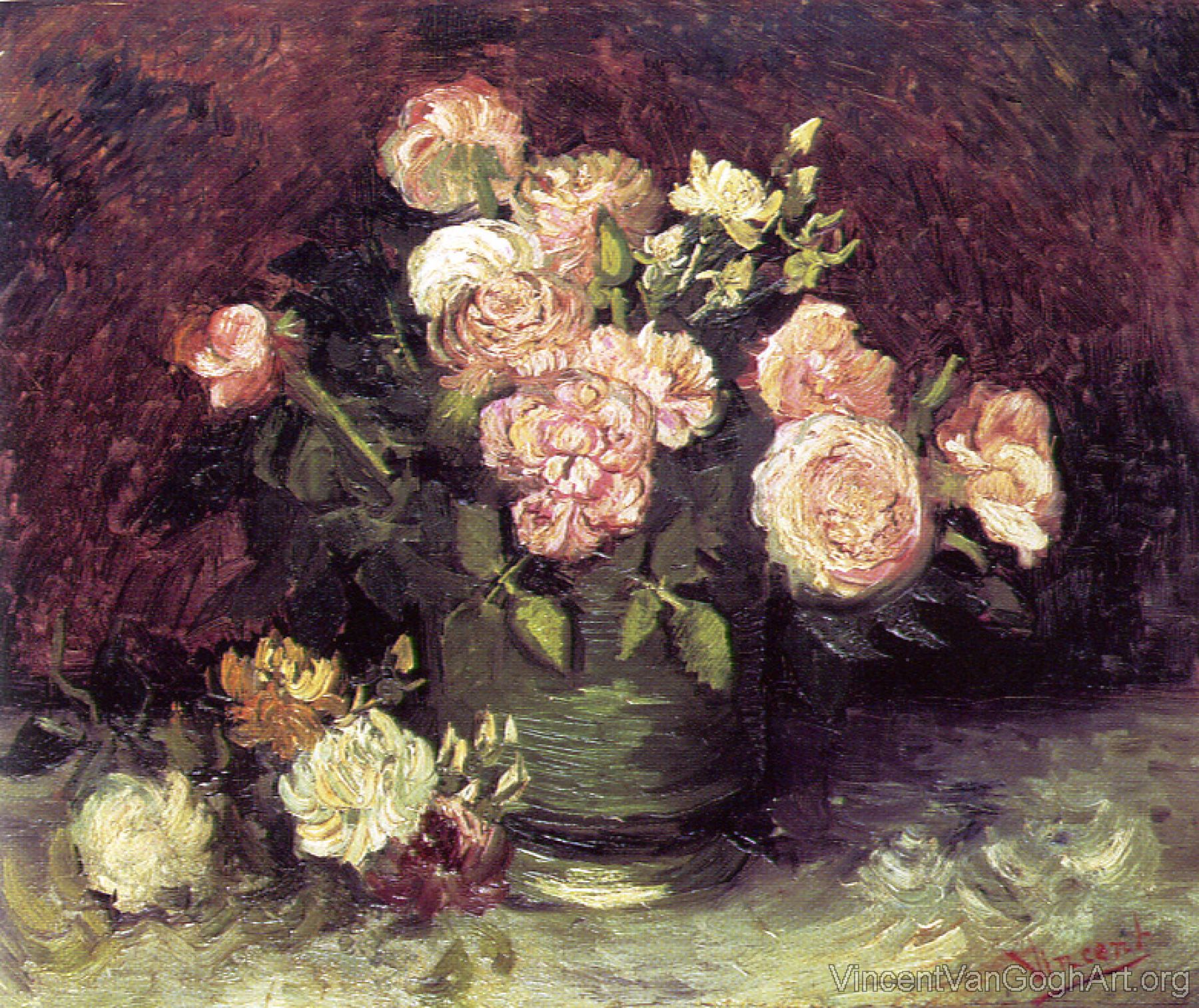 Vase with Peonies and Roses